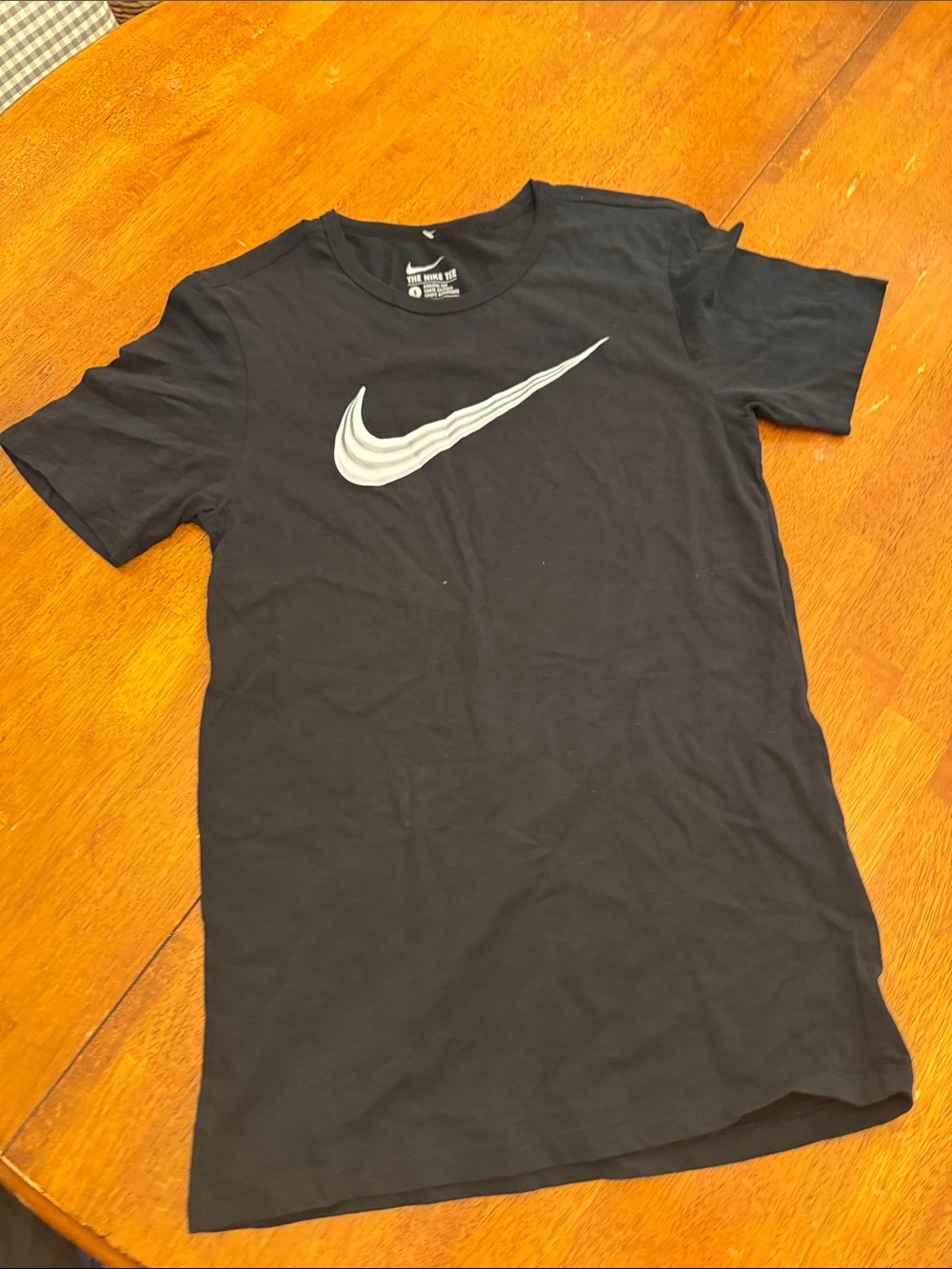 Nike Black Short Sleeve Tee with White Swoosh S Small